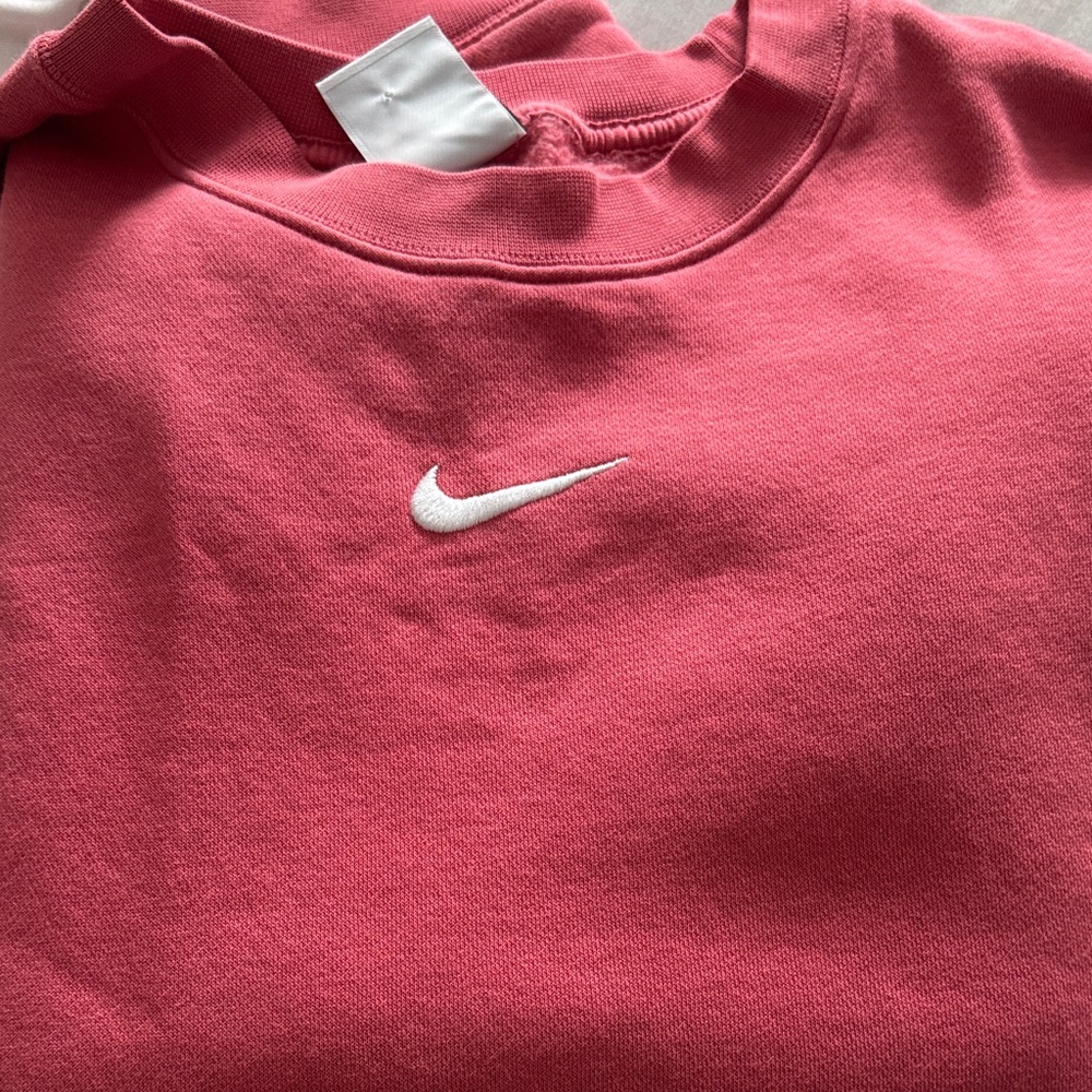 Nike Coral Pink Crewneck Sweatshirt with White Swoosh